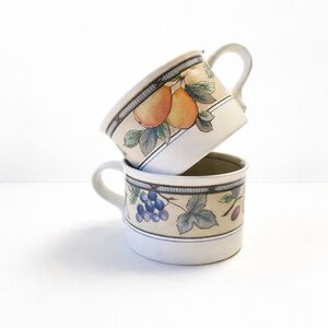 🍐Mikasa Garden Harvest Intaglio CAC-29 Stoneware Mugs Cottagecore Farmhouse